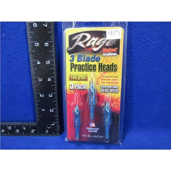 NEW - Rage SlipCam 3 Blade Practice Heads - 100 Grain