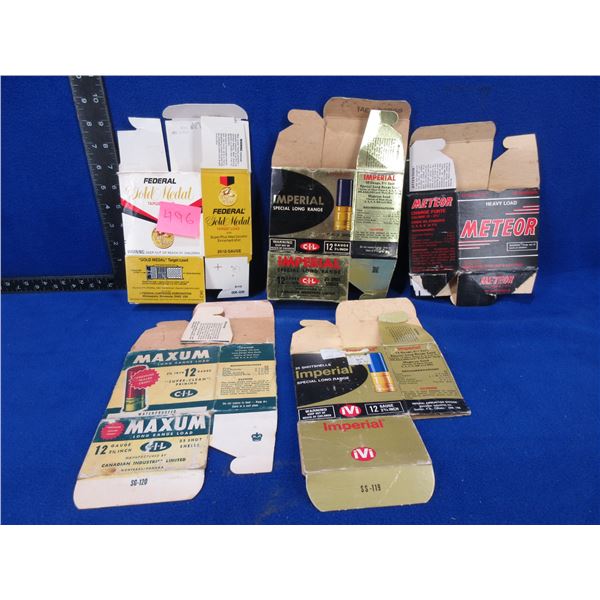 5 Empty Collector Ammo Boxes - Various 12 Ga.