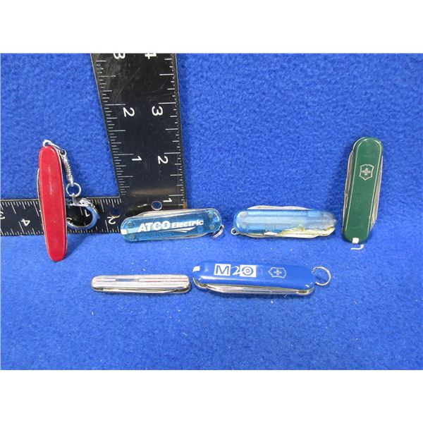 6 Miniature Pocket Knives - 4 Swiss, 1 Richards,1 Unknown