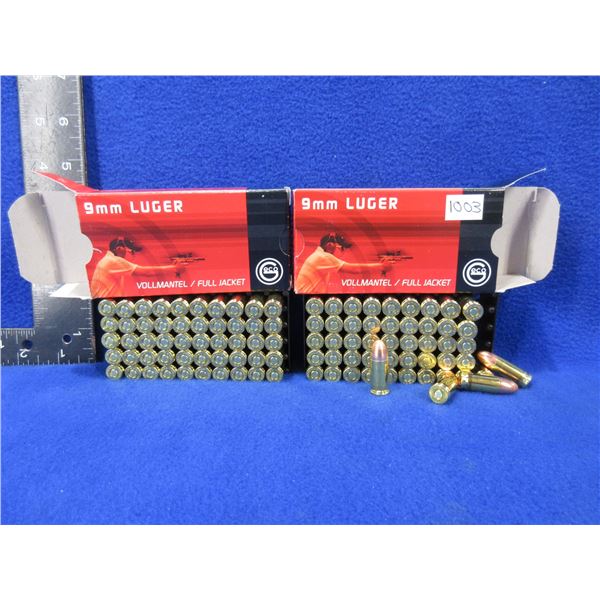 9MM Luger 124gr FMJ GECO Cartridges - 2 boxes of 50