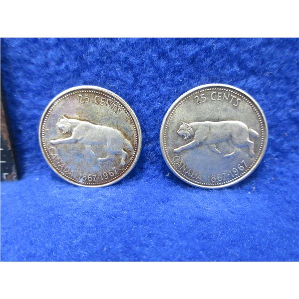 2 Canadian Confederation 25 Cent Pieces - 1867-1967