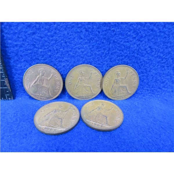5 United Kingdom One Penny - 1962, 1963 x 2, 1964 x 2