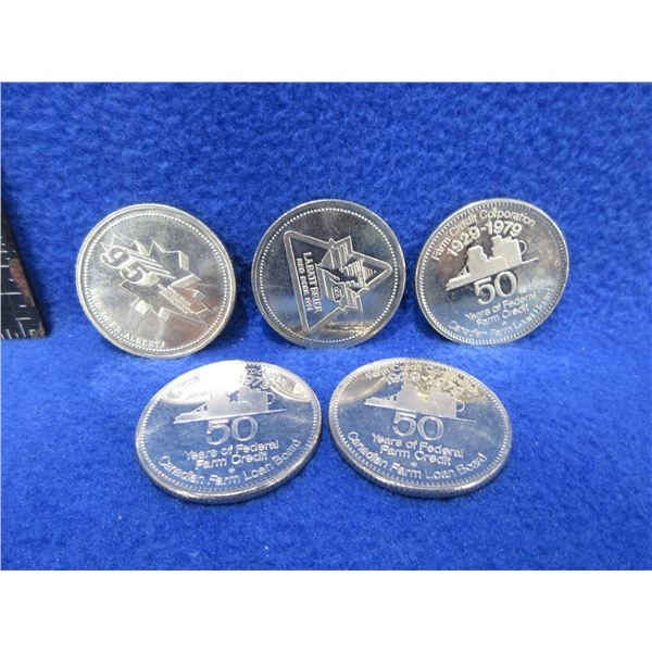 5 Souvenir Tokens - Canadian Farm Credit x 3, Labatt Brier