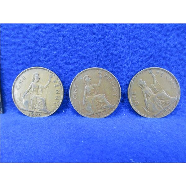 3 United Kingdom One Penny - 1937, 1945, 1947