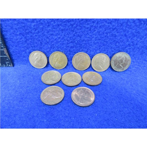 9 UK 1/2 New Penny 1970,s & 1991 Jersey Five Pence