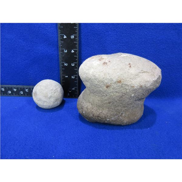 Indigenous Stone Grooved Maul & Round Throwing Ball