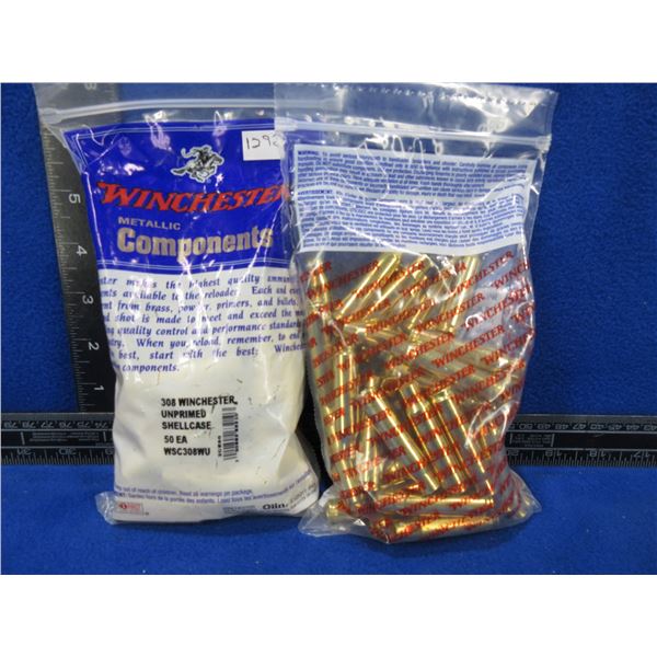 NEW - Brass - 308 Win. Unprimed Brass - 2 Bags of 50