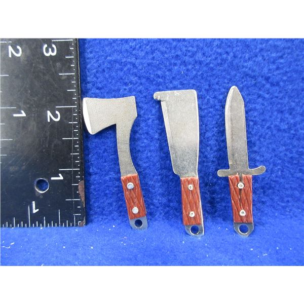 3 Miniature Knives - Hatchet, Cleaver, Knife