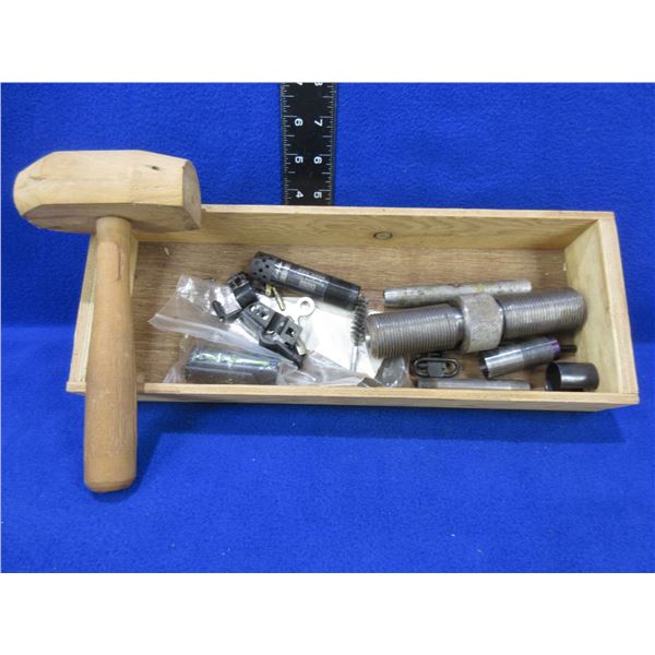 Wood Tray of Misc. Tools and Gun Parts