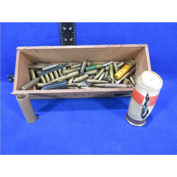 Lot of 80+ Misc. Cartridges in Alberta Springs Wood Box