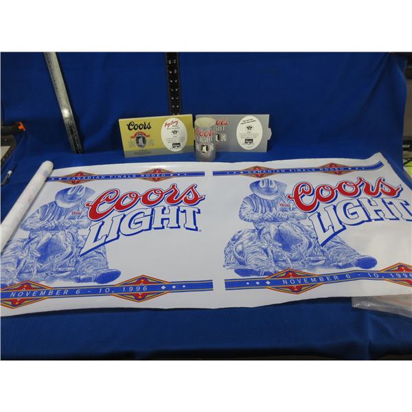 1996 Coors Light Base Wrap 11' x 20" & Advertisings Cards