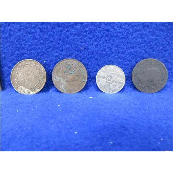 Canadian 1 Cent - 1905, 1920, Illegible and 5 Cent - 1934