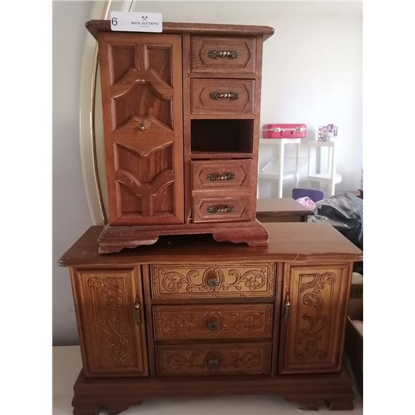 Miniature Chest of Drawers and Wardrobe Jewelry Boxes