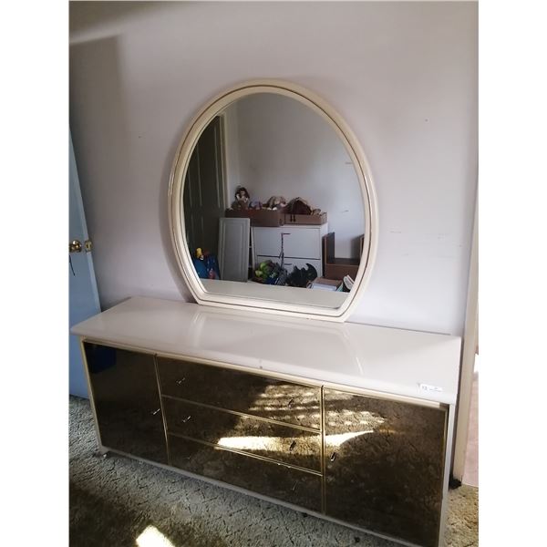 Chest of Drawers w/ Mirrored Face and Mounted Mirror