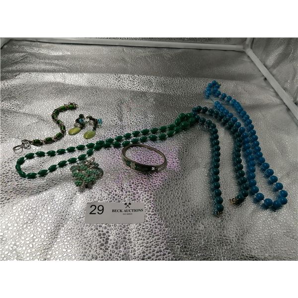 Assorted Green and Blue Coloured Jewelry
