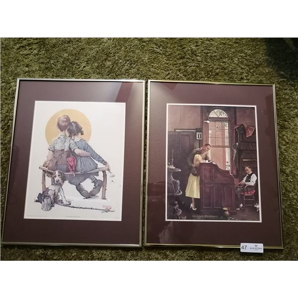 "Little Spooners" and "Marriage License" by Norman Rockwell - Framed Prints