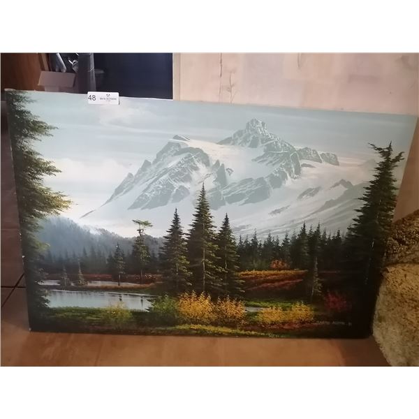 Framed Oil on Canvas of Mountain Landscape - By Sarah Adams