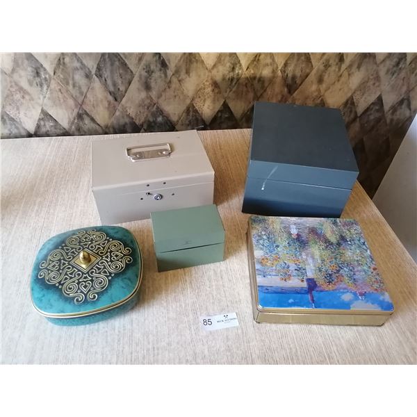 3 x Cash Boxes and 2 x Decorative Tins