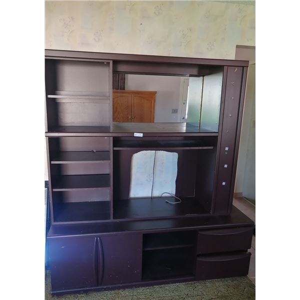 Dark Cherry Colored Wooden TV Cabinet