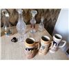 Image 5 : Assorted Barware - Beautiful Decanters, German Ceramic Beer Steins, Punchbowl and More!