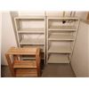 Image 1 : 2 x Lightweight Metal Shelving Units and 1 x Small Wooden Shelving Unit