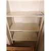 Image 4 : 2 x Lightweight Metal Shelving Units and 1 x Small Wooden Shelving Unit