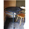 Image 2 : Round Metal Table w/ Wooden Stool and White Wooden Storage Cabinet