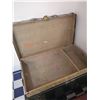 Image 3 : Large Metal Papered Chest and Leather-Style Ottoman