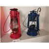 Image 2 : 2 x Vintage Lamps, Orange/Red Vase, and 2 x Lanters