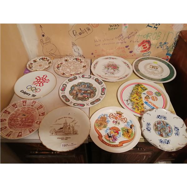 Assortment of Decorative Plates and Silverplate Tea Set