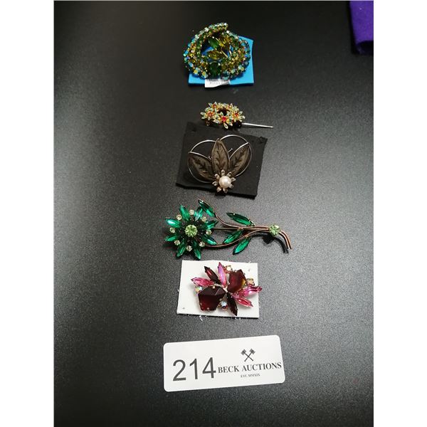 5 x Beautiful Antique Brooches