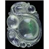 Image 3 : Chinese Jadeite Carved Two Tone Icy Pendant