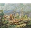 Image 1 : American Oil Landscape Signed w Auction Sticker