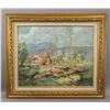 Image 2 : American Oil Landscape Signed w Auction Sticker
