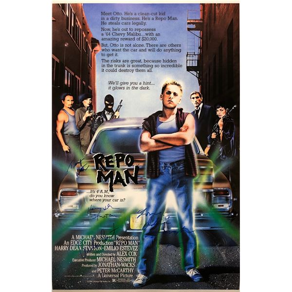 Autographed Repo Man Poster Harry Dean Stanton