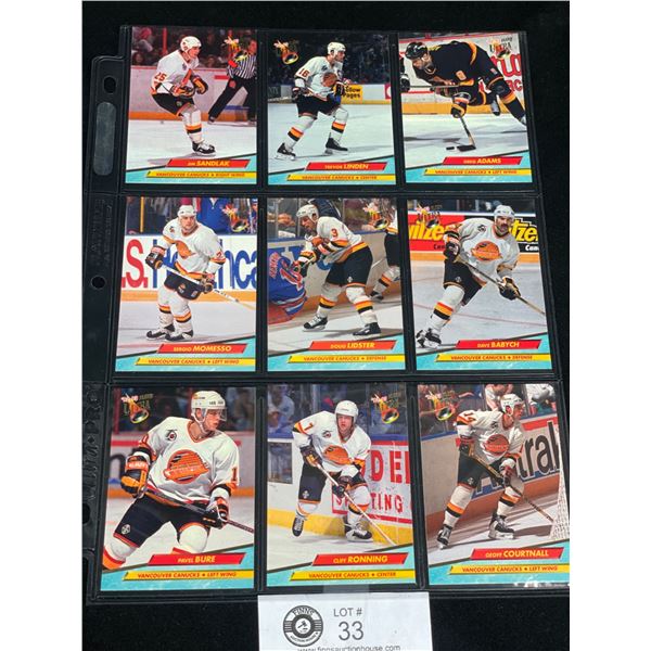 1992 Fleer Ultra Vancouver Canucks Cards, Lot of 9 (Linden, Bure, Sandlak)