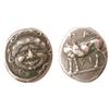 Image 1 : Mysia, Parion. Circa 4th Century BC. AR Hemidrachm. Bull standing left, head reverted; grain ear bel