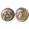 Image 1 : Macedonia, Neapolis AR Hemidrachm. ca 5th-4th Century BC. Facing gorgoneion / Head of nymph right.