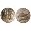 Image 1 : Istros. 4th Century BC. AR Drachm. Facing male heads, the left inverted / Sea-eagle left, grasping d