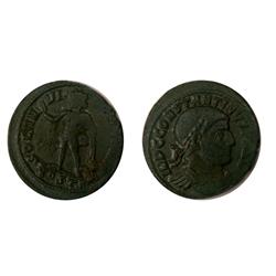 Constantine I, AE Follis, 312-313, Group II, Ostia, Officina 2.  IMP C  CONSTANTINVS P F AVG, laurea