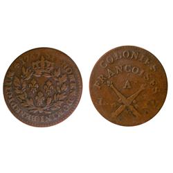 1767 12 Deniers French Colonies ICCS VF20.