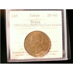 Token Br:876 Brass, CH#NS-5A2 ICCS EF40.  Designated as corroded.