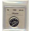 Image 1 : 1968 5¢ Off Center with light Cap Strike ERROR.  BU in grade.  Should be viewed.