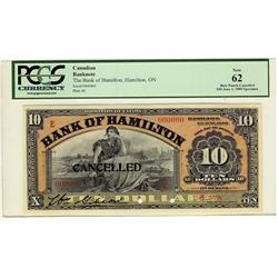 The Bank of Hamilton, 1909 $10,  SP ,  CH-345-20-08S, PCGS UNC62