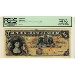 Imperial Bank of Canada, 1902 $10 SP, CH-375-12-08S, PCGS EF40PPQ. No issued note. Rare'