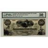 Image 1 : The International Bank of Canada, 1859 $50 RADAR NOTE #131, CH-380-12-06, PMG AU50. Best one seen by