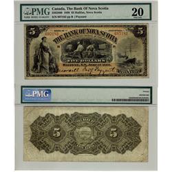 The  Bank of Nova Scotia, 1898 $5 #697182, CH-550-28-06, PMG VF20.  Tied for finest.  Only 9 example