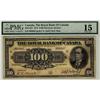 Image 1 : The Royal Bank of Canada, 1913 $100 #009945, CH-630-12-22, PMG Choice F15.  Vibrant colours with goo