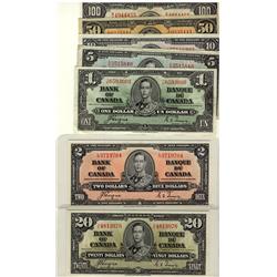 1937 $1 to $100.  Lot of 7 pcs includes. BC-21d, BC-22c, BC-23c, BC-24c, BC-25c, BC-26b & BC-BC-27c.