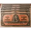 Image 1 : 1937 $2 BC-22b(2) & $10 BC-24b(3).  Lot of 5 notes.  VF to EF.